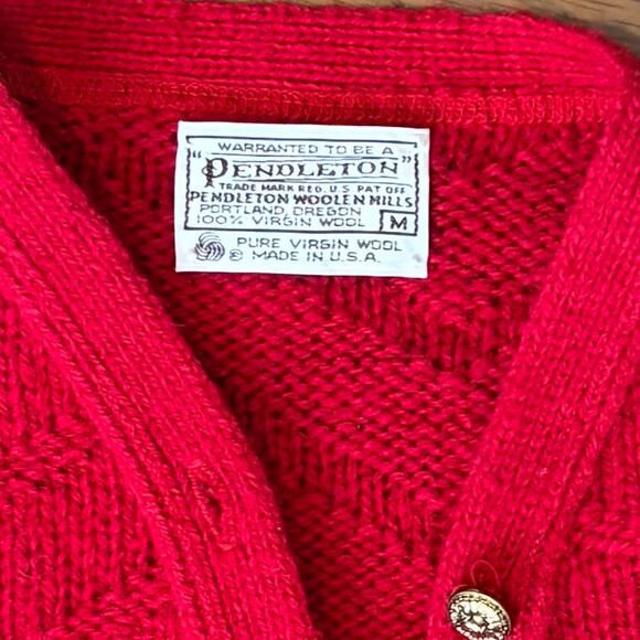 VTG 80s Pendleton Cardigan 100% Virgin Wool Made In USA Red Womens Medium - Picture 2 of 7